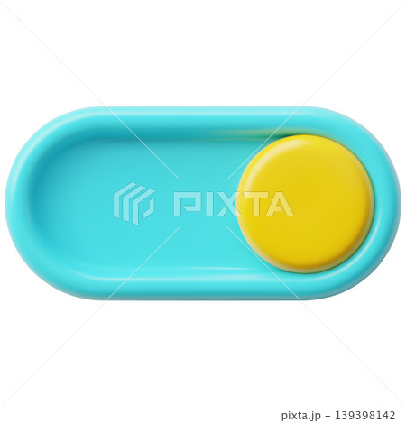 3D slider switch with a yellow round button facing right. 3D slider switch with a yellow round button facing right. 139398142
