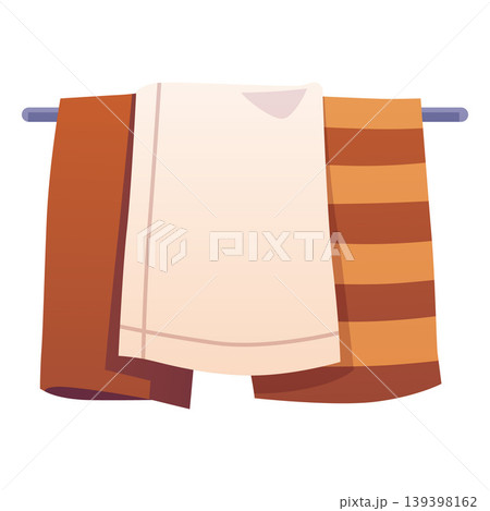 Towels on a wall rack flat vector icon, cartoon hand towel, hygiene clean bath cotton textile for shower or kitchen 139398162