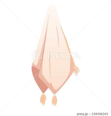 Beige towel with tassels on a hanger flat vector icon, hand towel, clean cotton textile for bathroom hygiene procedures 139398163