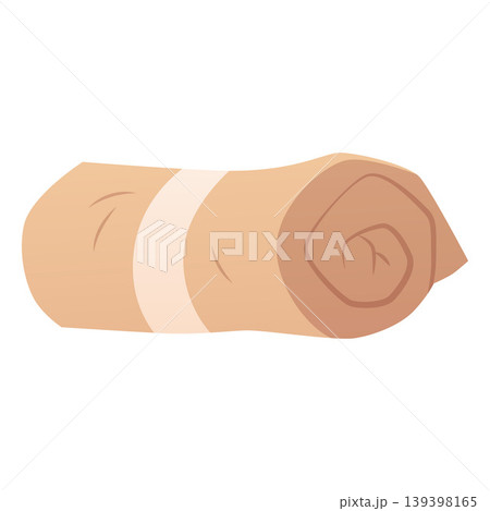 Brown towel roll flat vector icon, cartoon clean bath cotton textile for bathroom, shower or kitchen hygiene procedures 139398165