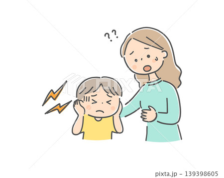 音に怖がる子どもと対処に困る母親 139398605