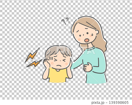 音に怖がる子どもと対処に困る母親 139398605