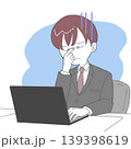 デスクワークで疲れている男性 背景 139398619