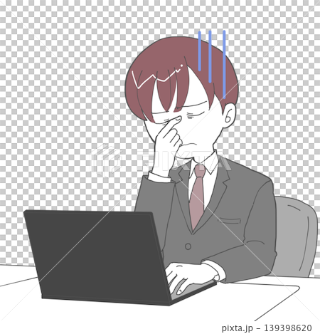 A man who is tired from desk work A man who is tired from desk work 139398620