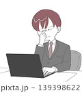 デスクワークで目頭を押さえる男性 139398622