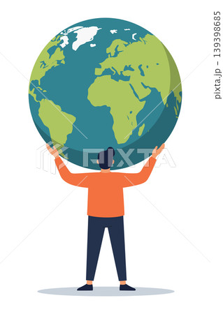 Man holding earth globe vector illustration 139398685