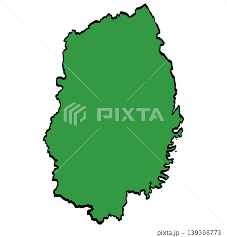 岩手県地図のイラスト （緑/筆タッチ） 和風 139398773