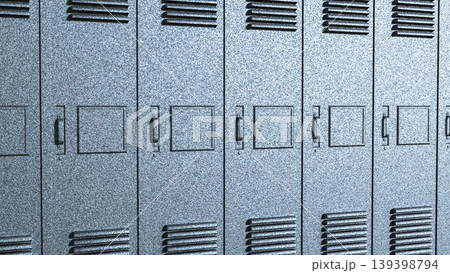 Silver Metal Locker Row Background 3d render. 139398794