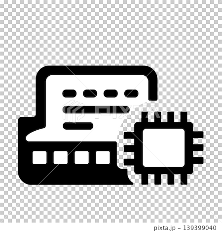 AIチャットとメッセージ処理を表現したテクノロジーアイコン(黒) AIチャットとメッセージ処理を表現したテクノロジーアイコン(黒) 139399040