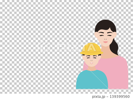 笑顔の母親と園服の男の子のべクターイラスト素材 139399560
