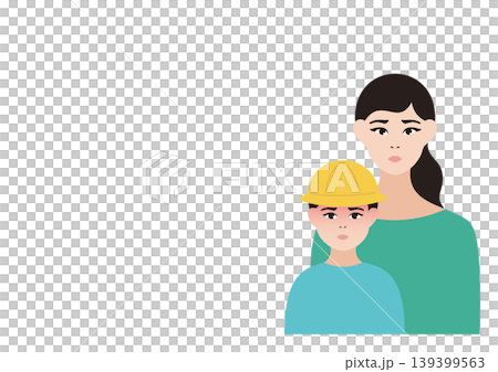 Vector illustration of a mother worried about her son's fever and a boy in his school uniform. Vector illustration of a mother worried about her son's fever and a boy in his school uniform. 139399563