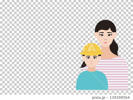 Vector illustration material of a worried mother and a crying girl in her school uniform. Vector illustration material of a worried mother and a crying girl in her school uniform. 139399564