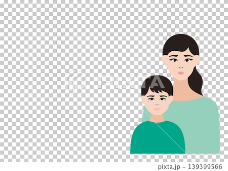 悩む母親と泣いている男の子のべクターイラスト素材 139399566