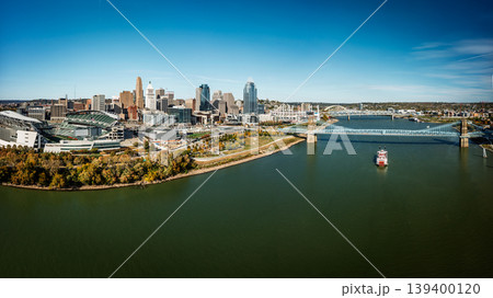 Cincinnati skyline aerial view Cincinnati skyline aerial view 139400120