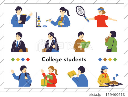大学生イラストセット 139400618