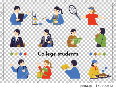 大学生イラストセット 139400618