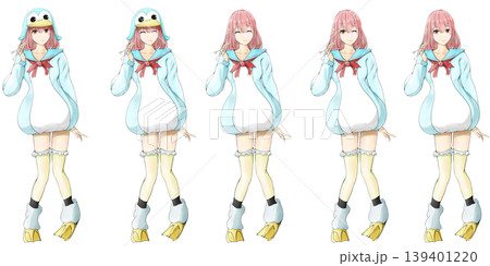 可愛いペンギンスーツを着た女の子の全身立ち絵と表情差分 - TRPG・ゲームキャライラスト 可愛いペンギンスーツを着た女の子の全身立ち絵と表情差分 - TRPG・ゲームキャライラスト 139401220