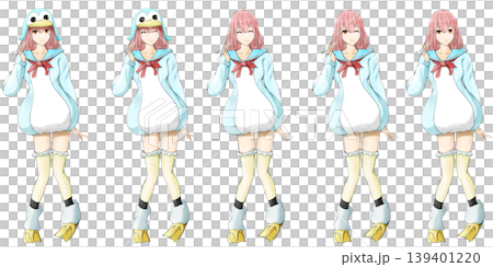 可愛いペンギンスーツを着た女の子の全身立ち絵と表情差分 - TRPG・ゲームキャライラスト 可愛いペンギンスーツを着た女の子の全身立ち絵と表情差分 - TRPG・ゲームキャライラスト 139401220