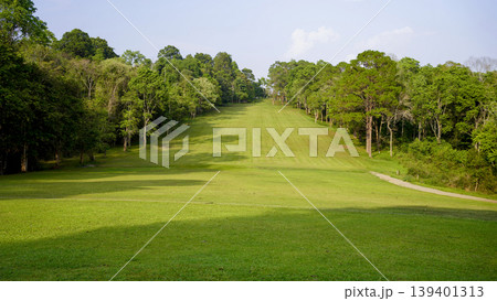 View of golf course with beautiful putting green. View of golf course with beautiful putting green. 139401313