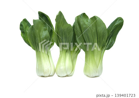 Fresh bok choy vegetables arranged on a clean white background for healthy eating Fresh bok choy vegetables arranged on a clean white background for healthy eating 139401723