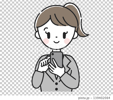 スマホを操作する女性社員 139402084