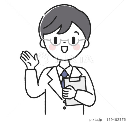 カルテを持った案内をする男性医師 139402576