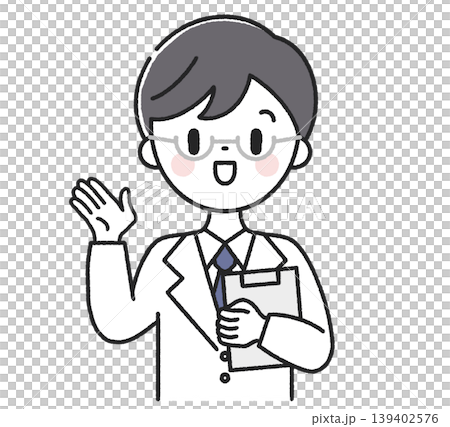 カルテを持った案内をする男性医師 139402576