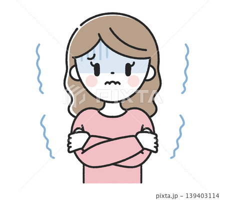 寒気で震えている女性 139403114