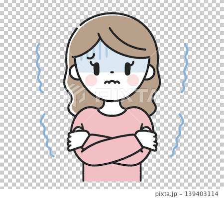 寒気で震えている女性 139403114