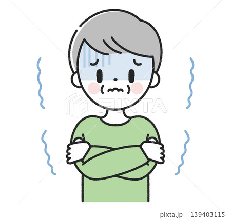 寒気で震えているシニア男性 139403115