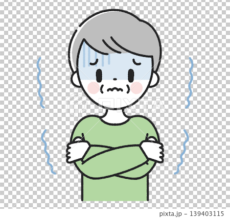 寒気で震えているシニア男性 139403115