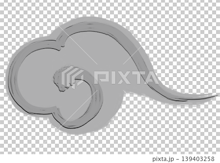 筆で書いた雲_丸い雲_銀縁_銀 139403258