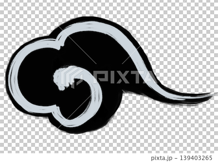 Clouds drawn with a brush_Round clouds_White border_Ink 139403265