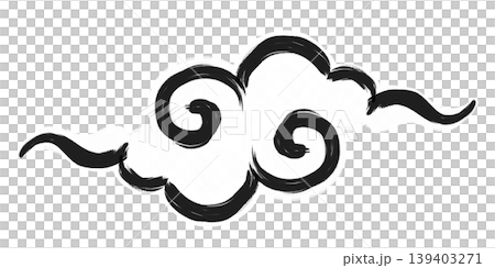 Clouds drawn with a brush_Horizontal clouds_Black border_White Clouds drawn with a brush_Horizontal clouds_Black border_White 139403271