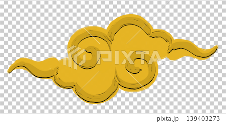 Clouds drawn with a brush_Horizontal clouds_Gold border_Gold 139403273