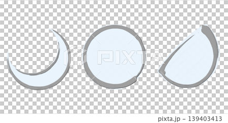 Brush-painted moon_Silver border_Moon white_Set Brush-painted moon_Silver border_Moon white_Set 139403413