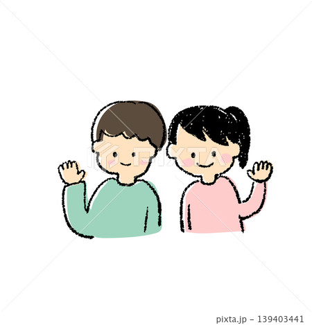 手描きのかわいい男子と女子のイラスト 手描きのかわいい男子と女子のイラスト 139403441