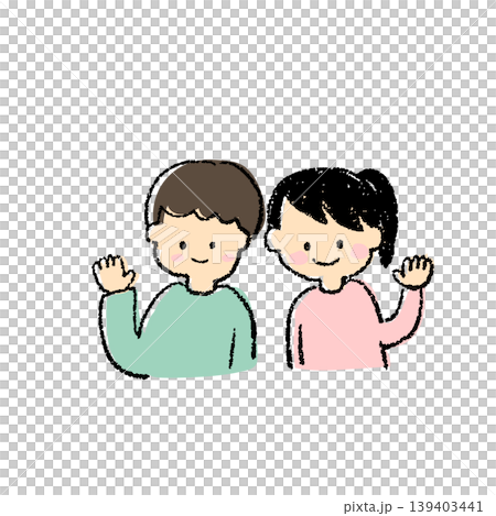 手描きのかわいい男子と女子のイラスト 手描きのかわいい男子と女子のイラスト 139403441
