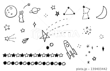 シンプルな線画の夜空の素材イラスト シンプルな線画の夜空の素材イラスト 139403442
