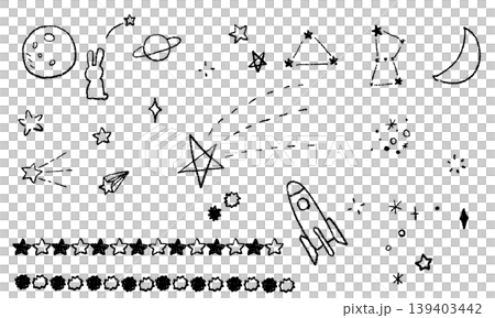 シンプルな線画の夜空の素材イラスト シンプルな線画の夜空の素材イラスト 139403442