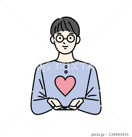 ハートと笑顔の女性 139403455