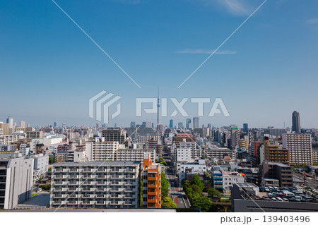 東京の広大な都市風景とスカイツリー　パノラマで広がる日本の首都 139403496