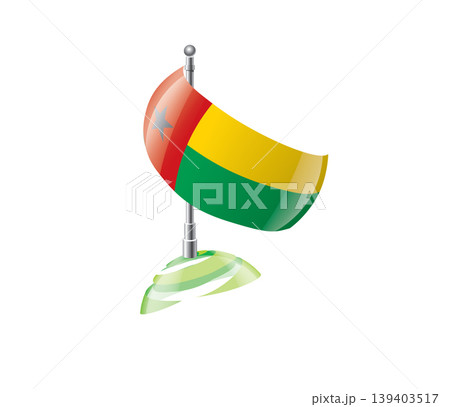 Highly detailed of waving Guinea Bissau flag with metallic pole and subtle shadow effects for print Highly detailed of waving Guinea Bissau flag with metallic pole and subtle shadow effects for print 139403517