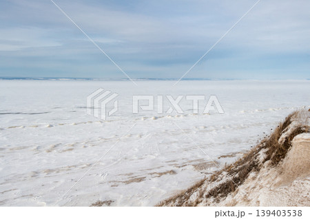 Surface of a frozen river 139403538