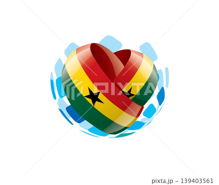 Patriotic heart wrapped in Ghana flag illustration 139403561