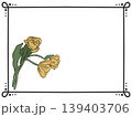 黄色いチューリップと太い線のフレームの文字入れ可能なイラスト 139403706