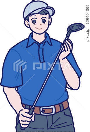 ゴルフクラブを持った笑顔の男性のイラスト ゴルフクラブを持った笑顔の男性のイラスト 139404099