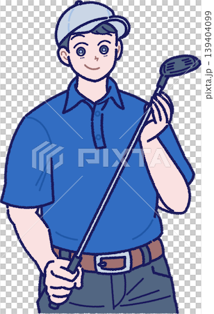 ゴルフクラブを持った笑顔の男性のイラスト ゴルフクラブを持った笑顔の男性のイラスト 139404099