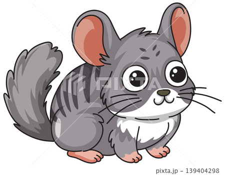 Cute Gray Chinchilla Vector Illustration Isolated on White Background 139404298