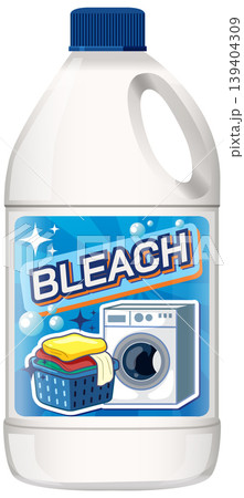 Bleach Bottle with Laundry and Washing Machine Illustration 139404309